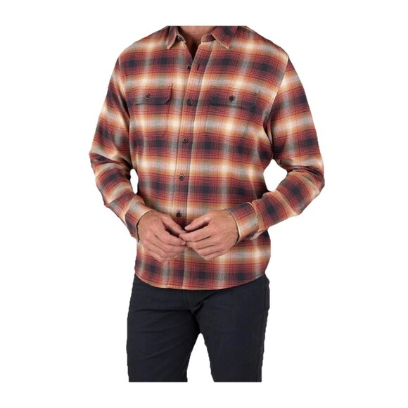 Tailor Vintage Men's Rust gold Plaid Luxe Performance Shirt Size M - Picture 1 of 9